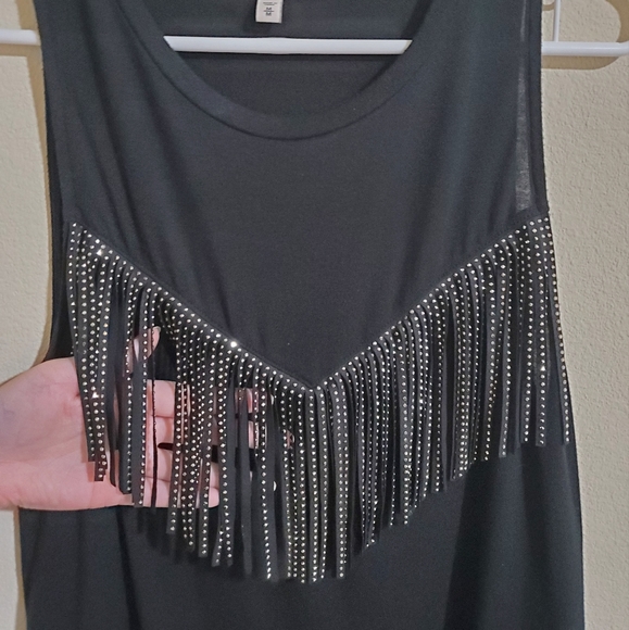 Express | black top with jeweled tassels - Picture 5 of 8